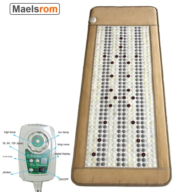 Electric Heated Jade Germanium Stone Massage Mat With Natural Jade Bed Tourmaline Stones  Infrared Photon Crystal Pad