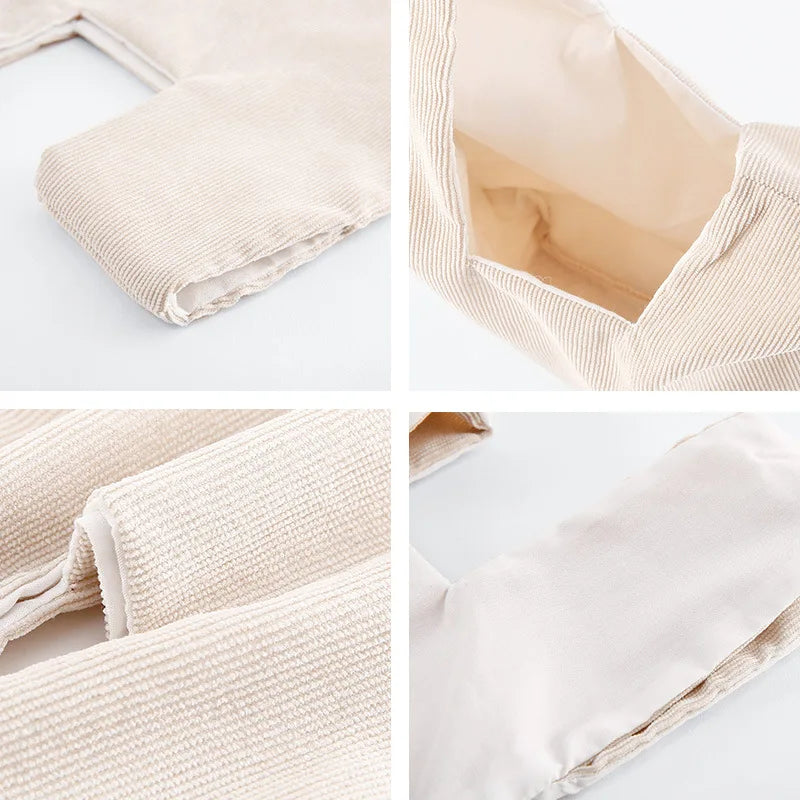 Eco-Friendly Corduroy Knot Wrist Shopping Bag