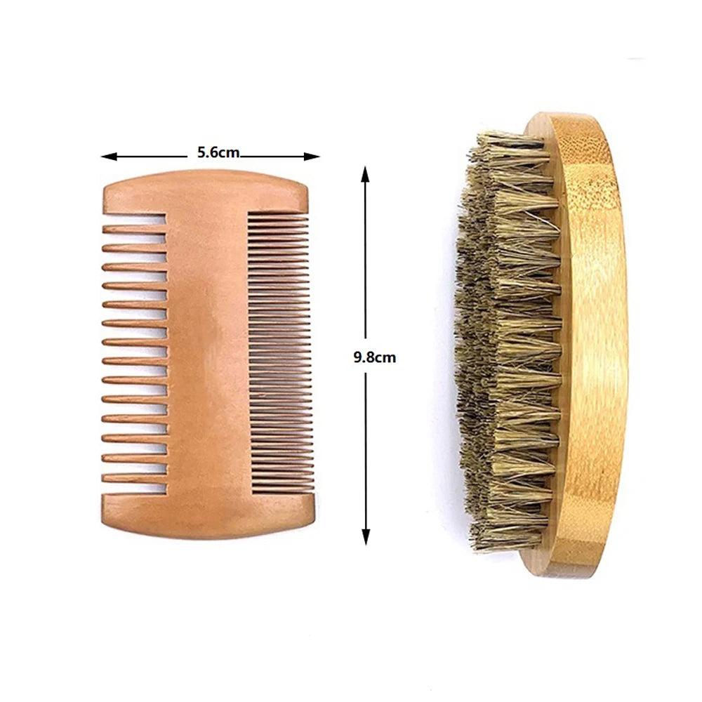 Eco Friendly Natural Beard Combs, Shaving Brush, Beard Mustache Repair Kit