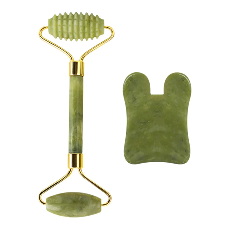 Gua Sha Jade Eye Mask, Facial Massager, Scraper & Roller