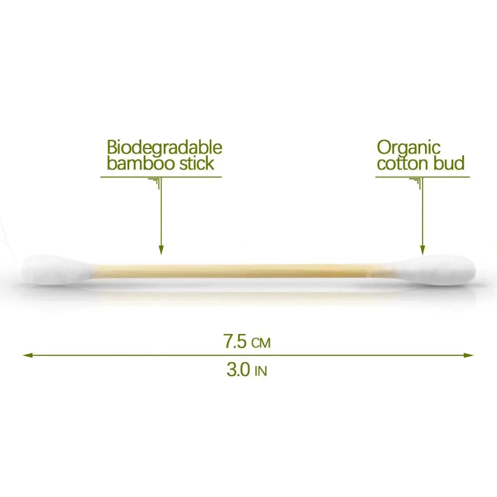 Eco-Friendly Double Head Bamboo Cotton Swabs Cotton Buds Recyclable & Biodegradable