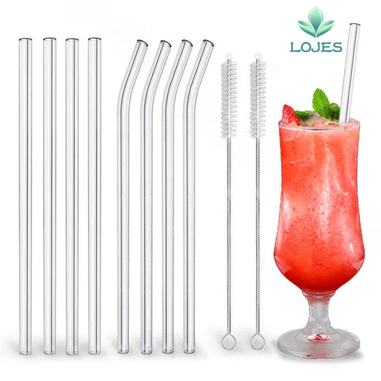 Eco-Friendly Glass Drinking Straws With Cleaning Brush