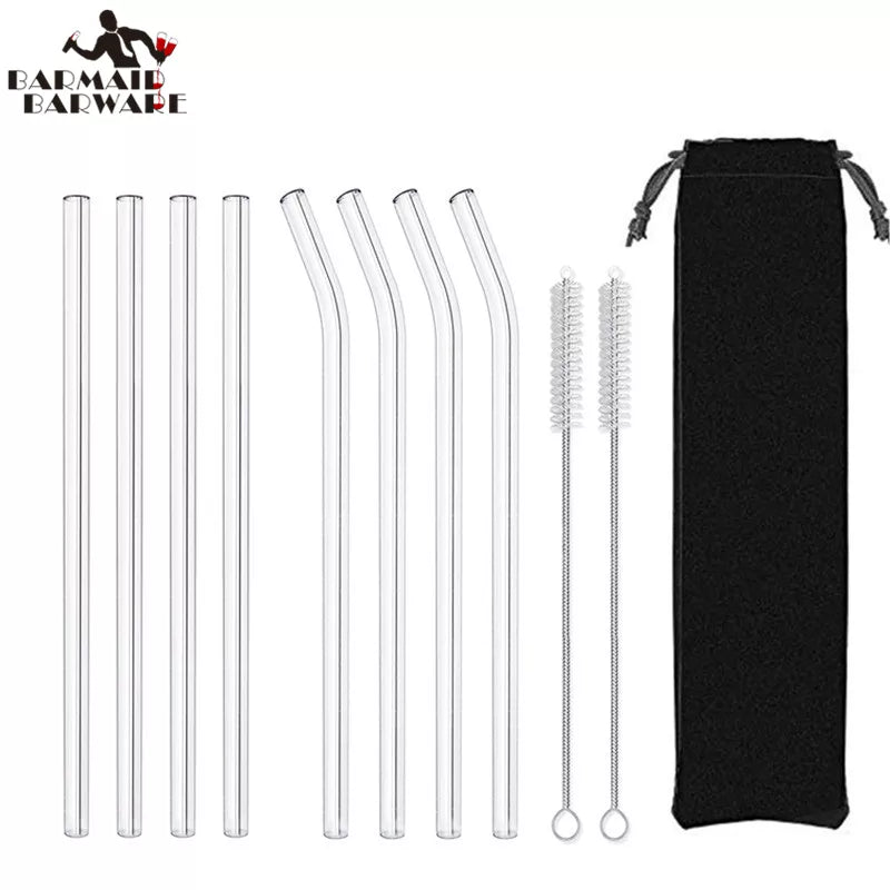 Eco-Friendly Glass Drinking Straws With Cleaning Brush