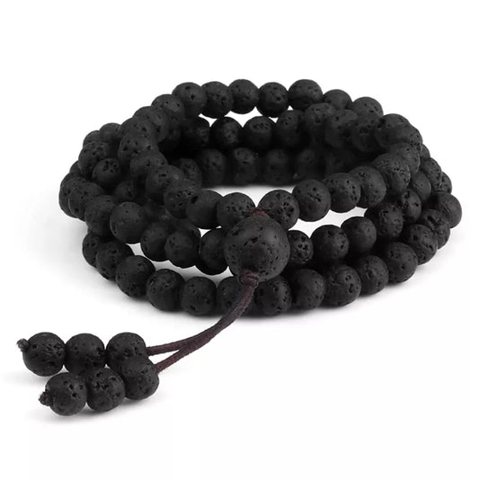 Black Natural Lava Stone Mala Beads