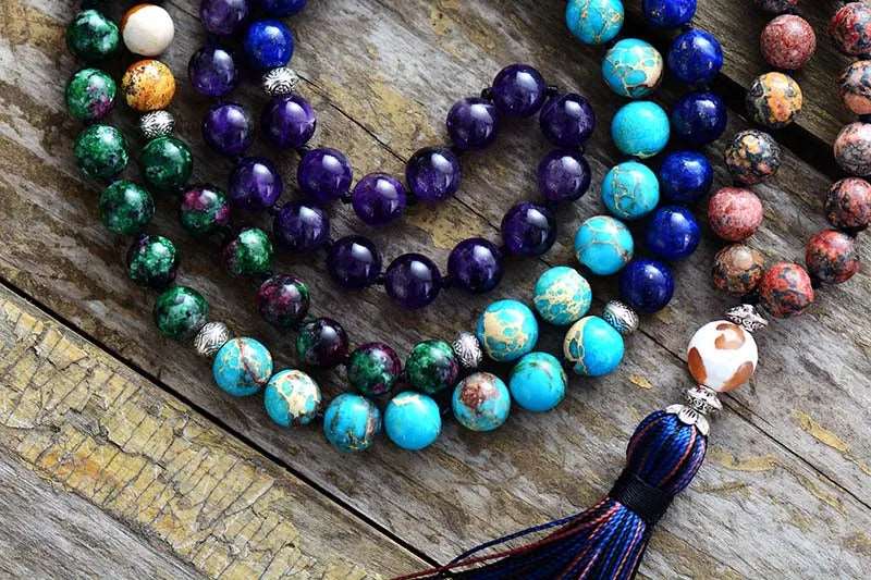 7 Chakra Mala Bead Natural Stone Necklace with Tassel