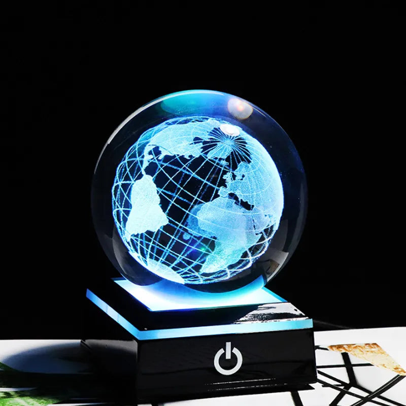 3D Solar System Laser Engraved Crystal Ball