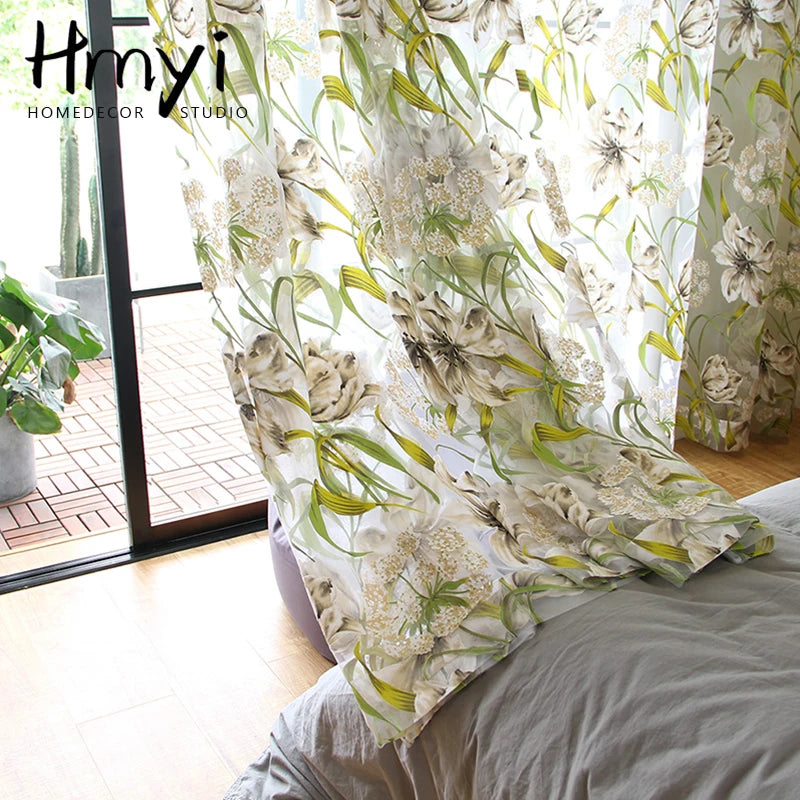 Tropical Flower Leaf Curtains