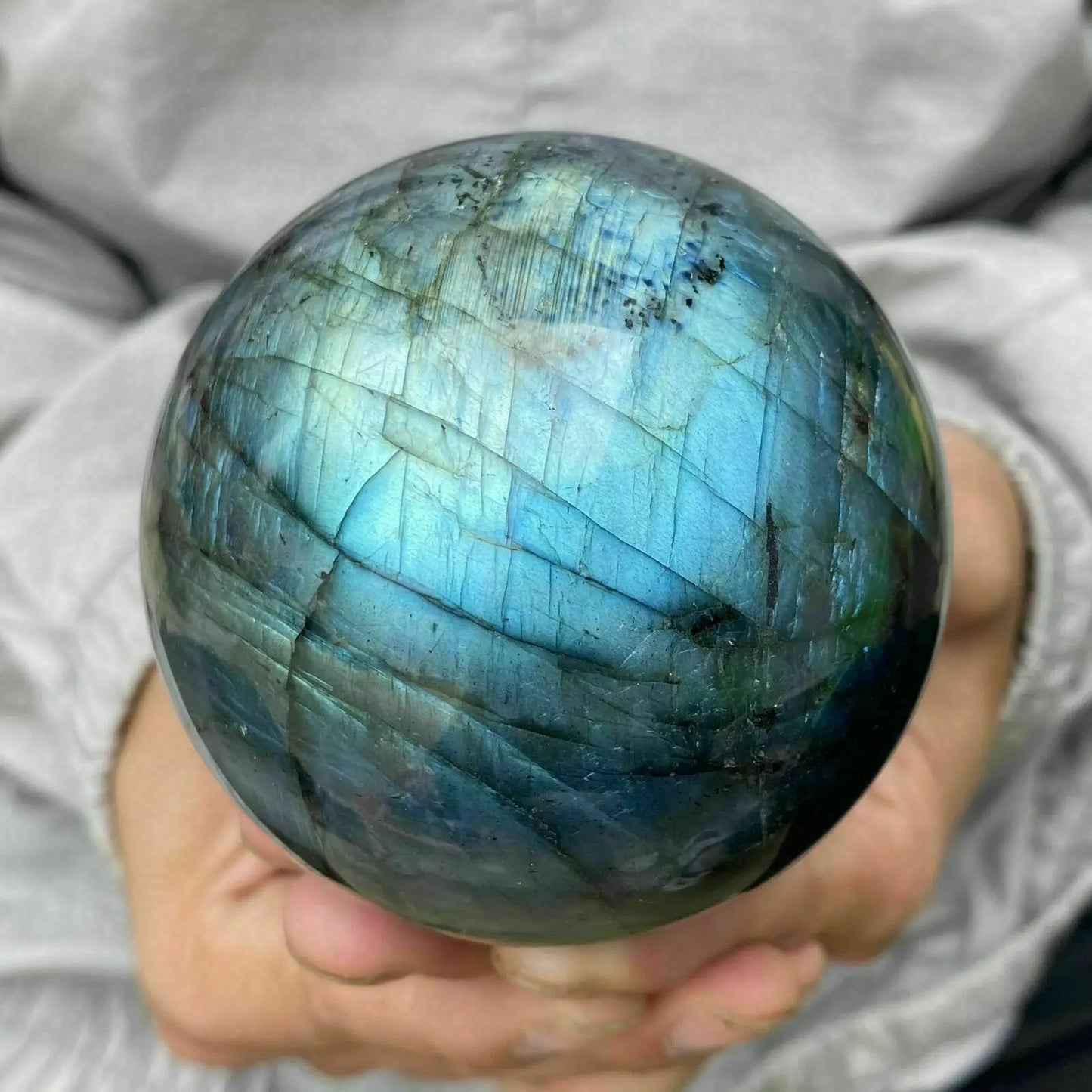 Natural Labradorite Sphere Rock Quartz Crystal Healing Ball