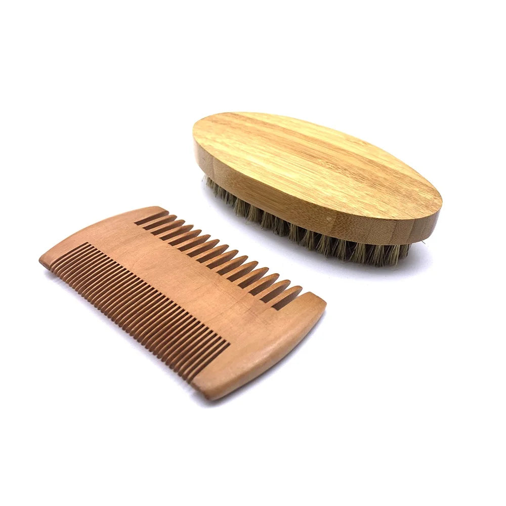 Eco Friendly Natural Beard Combs, Shaving Brush, Beard Mustache Repair Kit