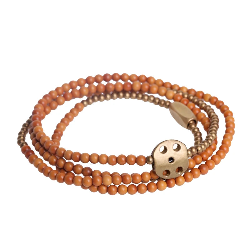 Natural Olive Nut Vajar Tibetan Bracelet for promoting Peace & Zen