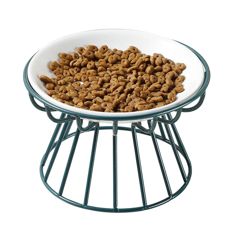 Eco Friendly Nordic Style Pet Feeder Stainless Steel Shelf Elevator & Ceramic Bowl