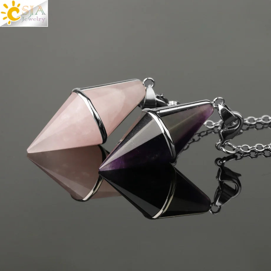 Multifaceted Natural Crystal Pendulum