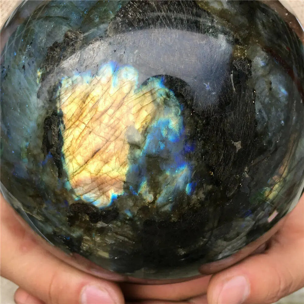 Natural Labradorite Sphere Rock Quartz Crystal Healing Ball