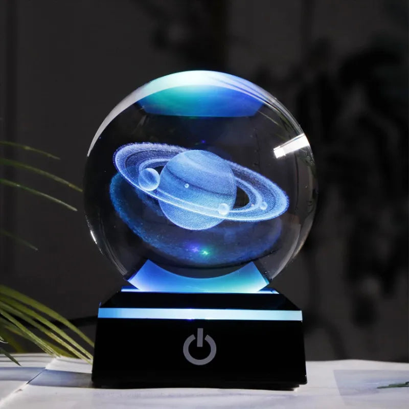 3D Solar System Laser Engraved Crystal Ball