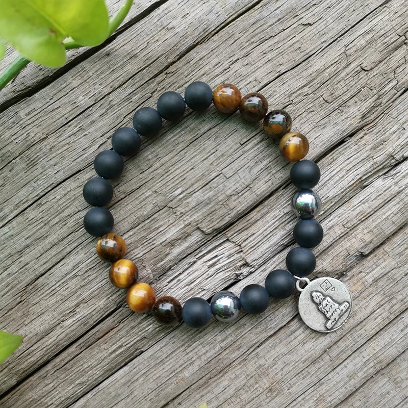 Matte Black Onyx & Tigers Eye Mala Beads with Healing Energy