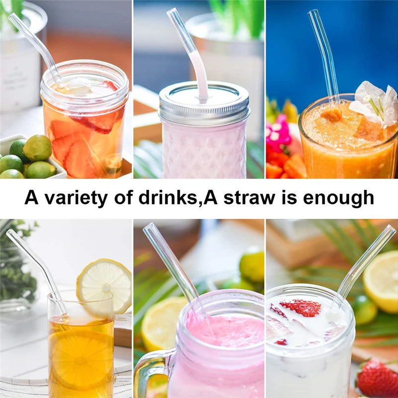 Eco-Friendly Glass Drinking Straws With Cleaning Brush