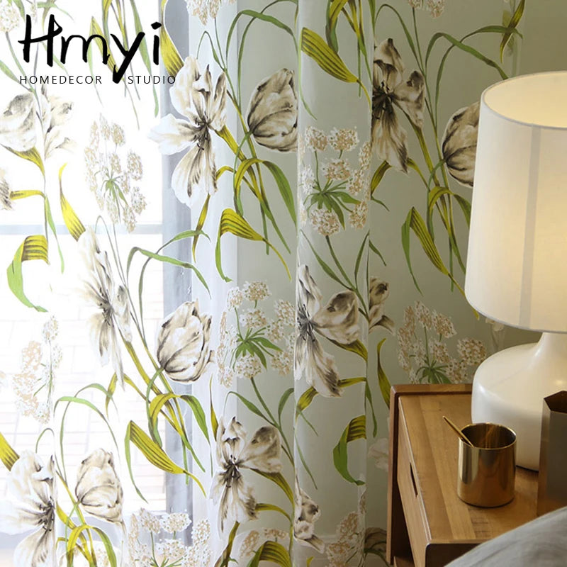 Tropical Flower Leaf Curtains