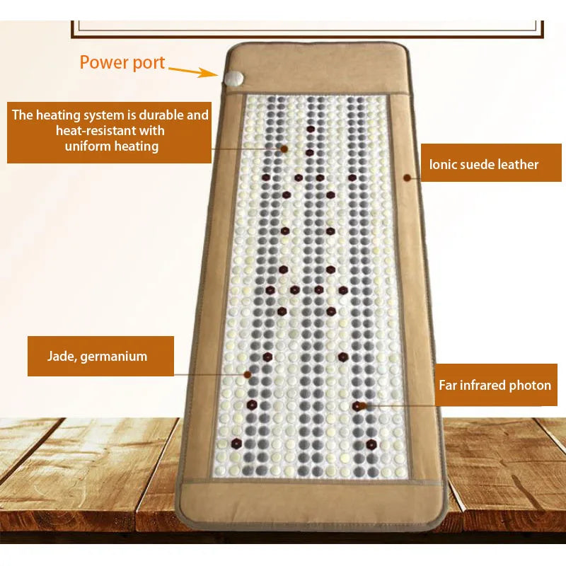 Electric Heated Jade Germanium Stone Massage Mat With Natural Jade Bed Tourmaline Stones  Infrared Photon Crystal Pad