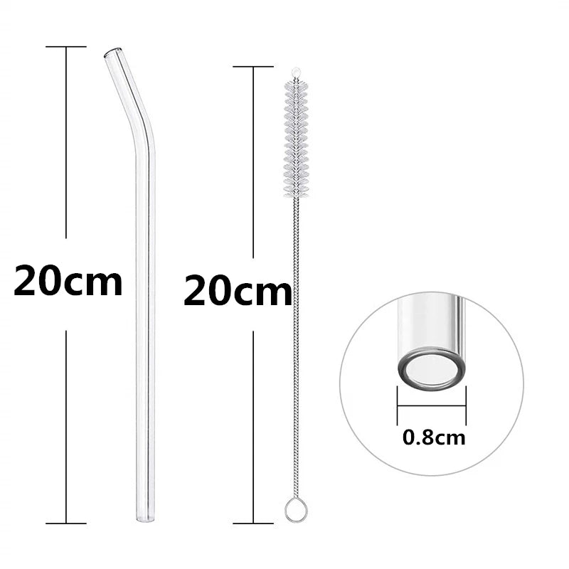 Eco-Friendly Glass Drinking Straws With Cleaning Brush