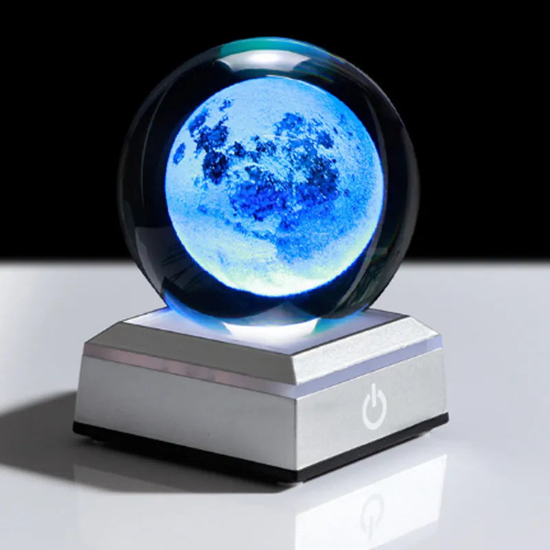 3D Solar System Laser Engraved Crystal Ball