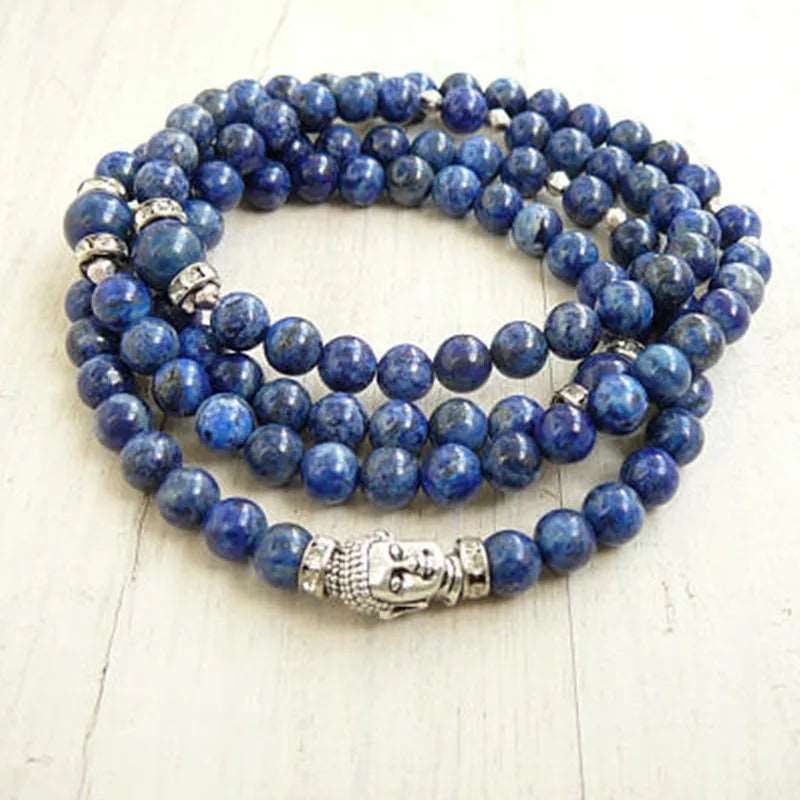 Angelite Mala Beads for Throat Chakra