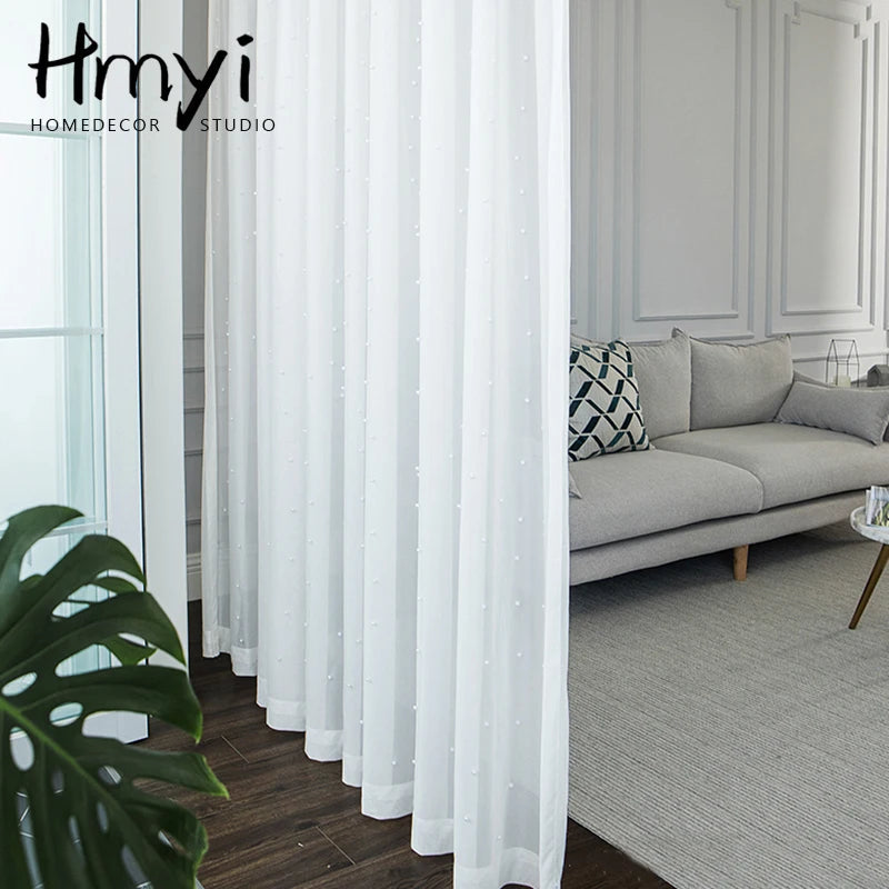 Luxury White Pearl Sheer Curtains