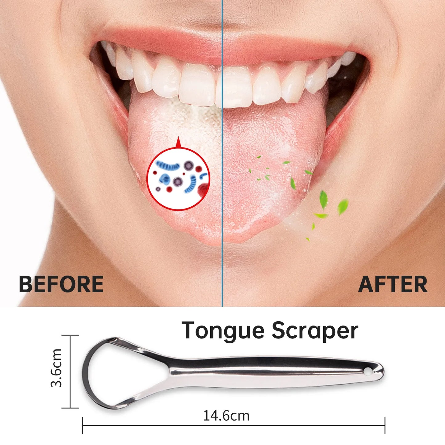 Stainless Steel Tongue Cleaner Reusable & Eco-friendly Fresh Breath Oral Care