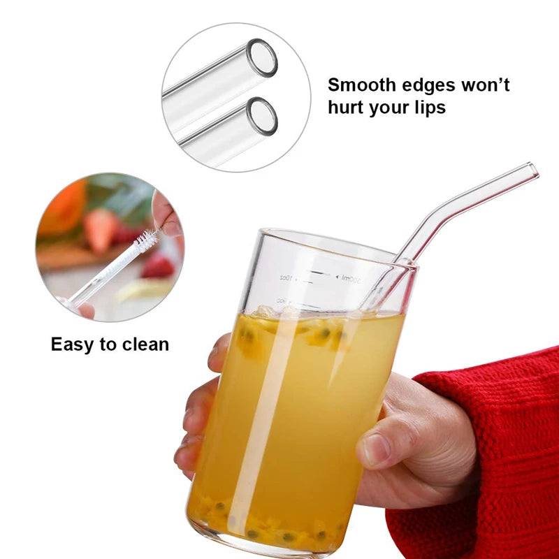 Eco-Friendly Glass Drinking Straws With Cleaning Brush