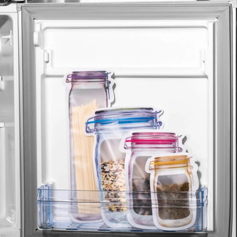 Reusable Mason Jar Bottles Food Storage Bags/Kitchen/Freezer Organiser with Ziplock