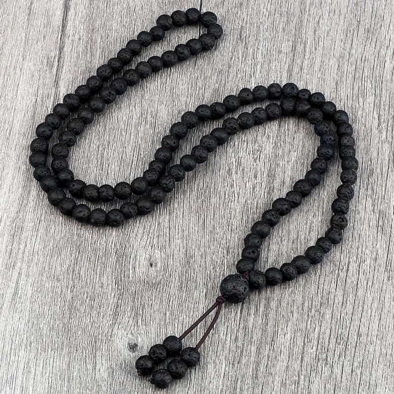 Black Natural Lava Stone Mala Beads