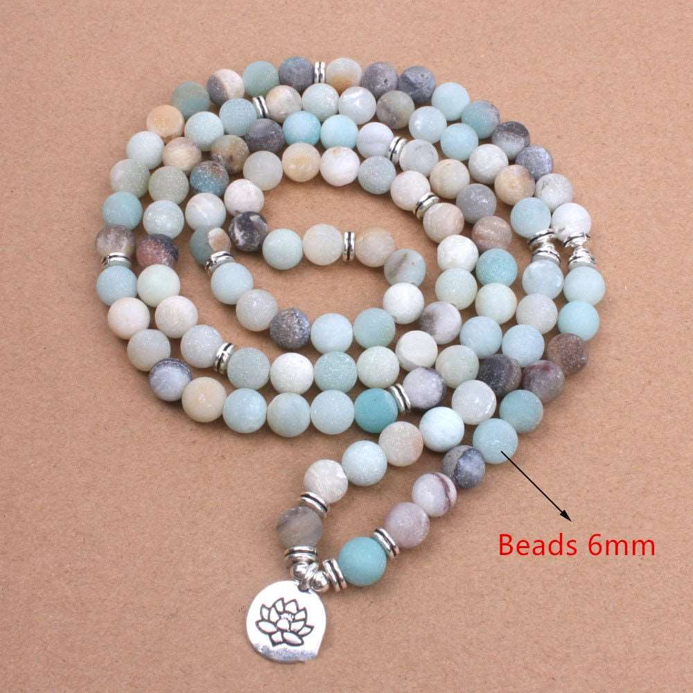 Amazonite Mala Beads with Charm