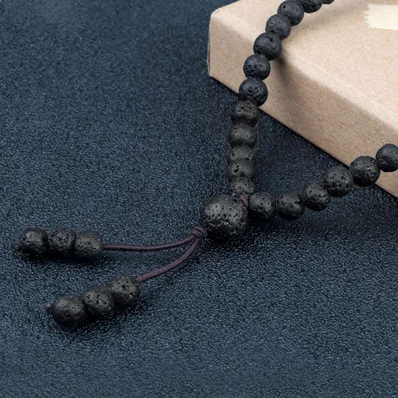 Black Natural Lava Stone Mala Beads