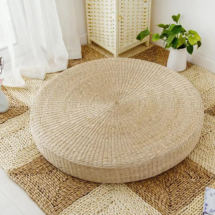 Natural Straw Round Tatami Floor Cushions