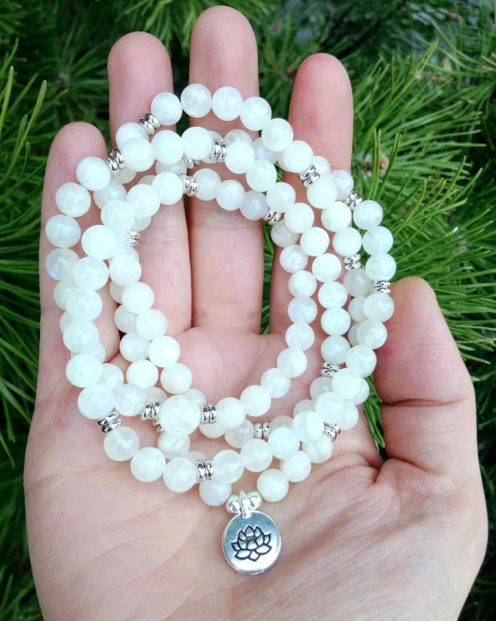 Moonstone Feminine Energy, Intuition & New Beginnings Mala Beads with Charm