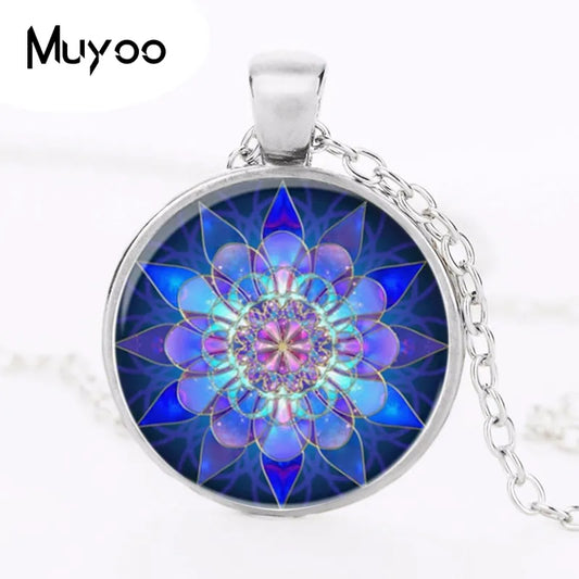 Blue Mandala Charm Necklace