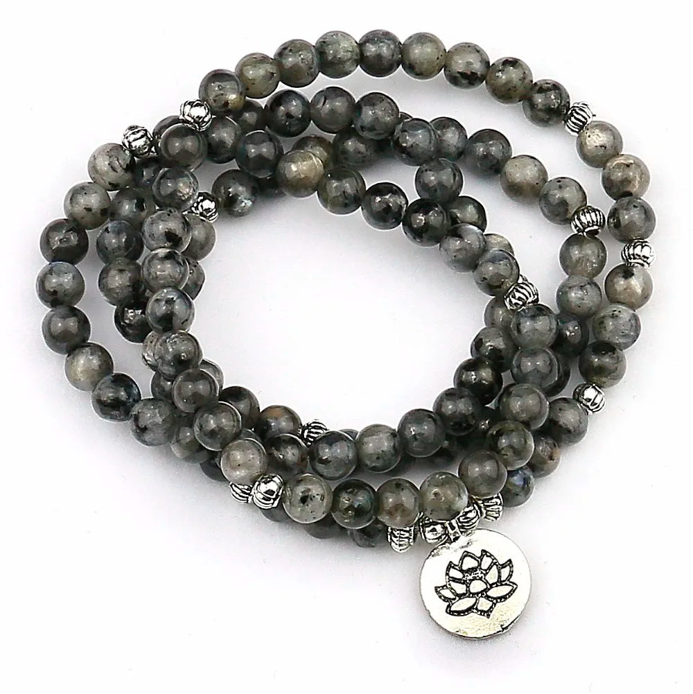 Natural Stone Handmade Mala Beads with Charm