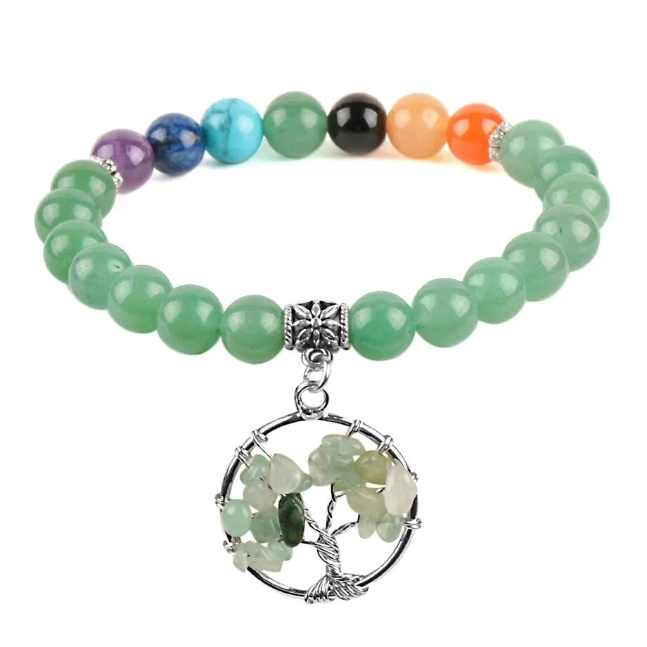 Beautiful Green Adventurine Handmade Bracelets with Tree of Life Charm