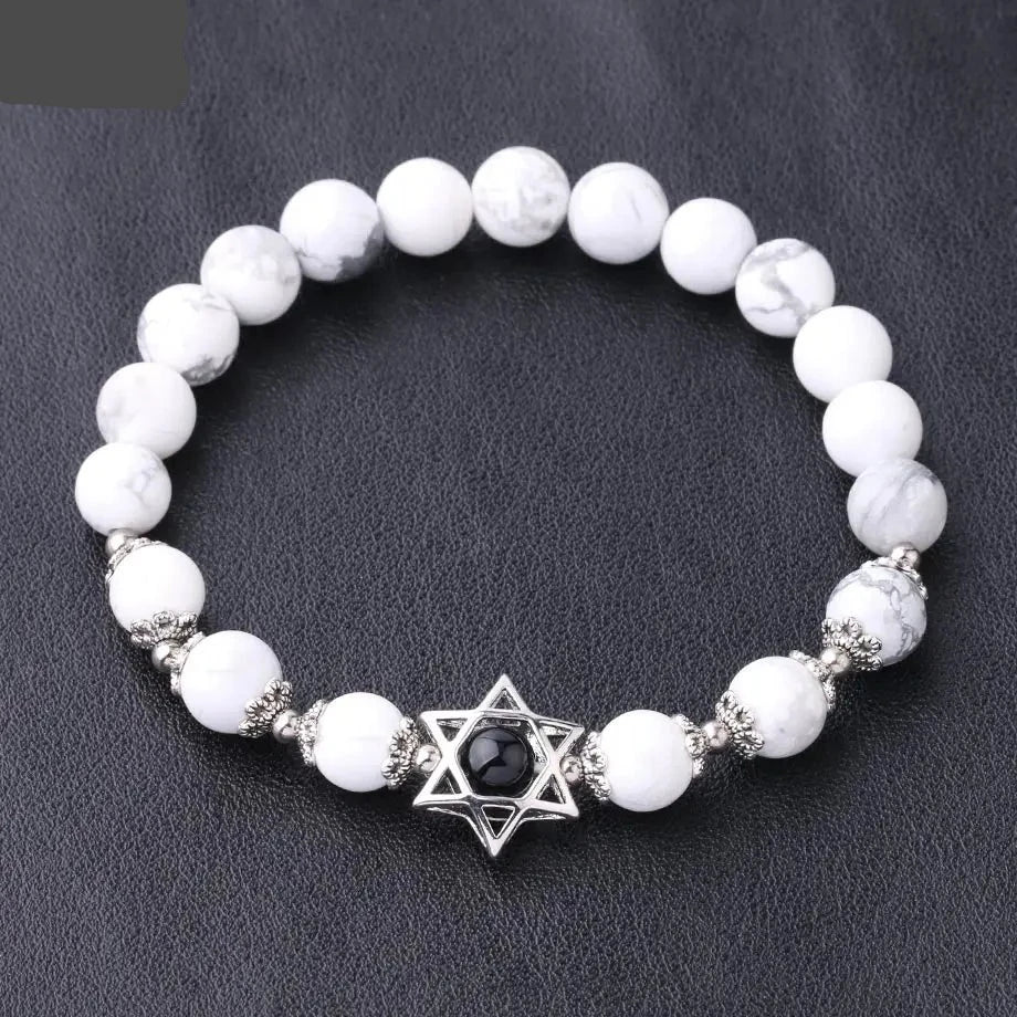 Natural Semi Precious Stone/Crystal Magen Star of David Bracelets