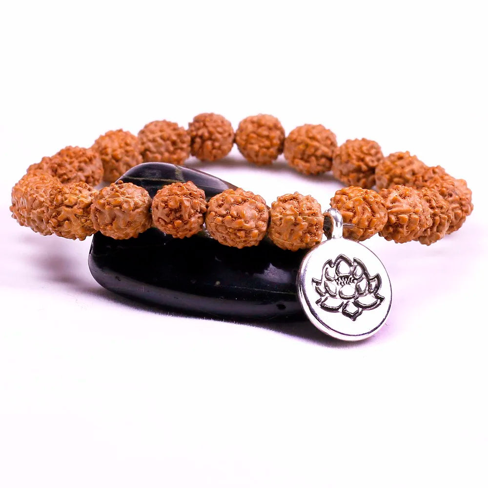 Handmade Ruberthen Bodhi Traditional Tibetan Lotus Charm Bracelet