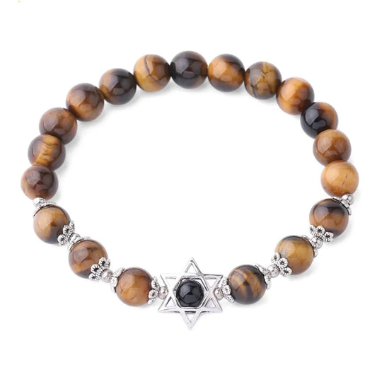 Natural Semi Precious Stone/Crystal Magen Star of David Bracelets