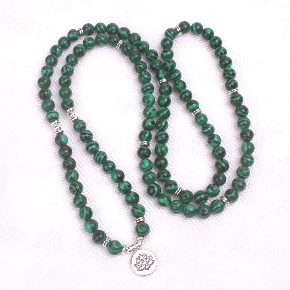 Marvellous Malachite Chakra Mala Beads with Charm