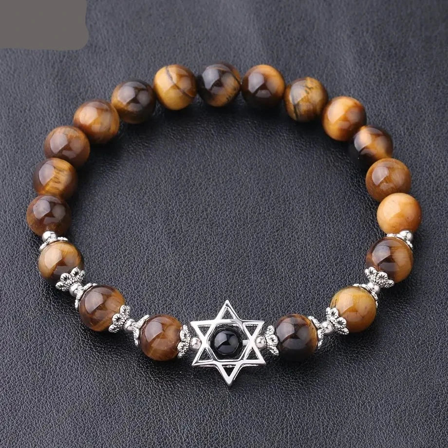 Natural Semi Precious Stone/Crystal Magen Star of David Bracelets