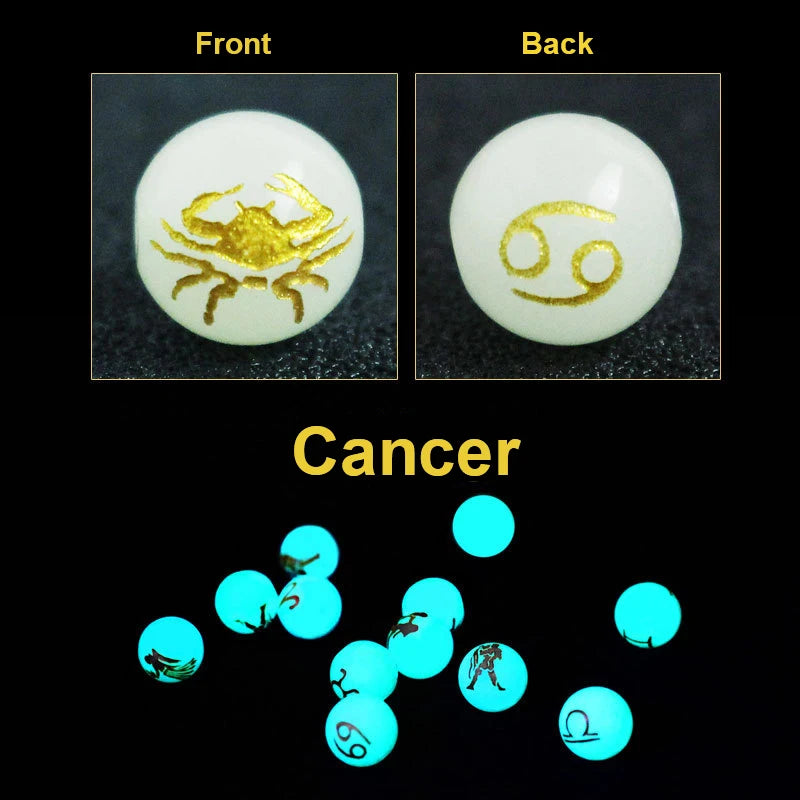 Cancer 12 Constellation Star Sign Glow in the Dark Mala Beads - Celestial-inspired Meditation Accessories for Enhanced Practice