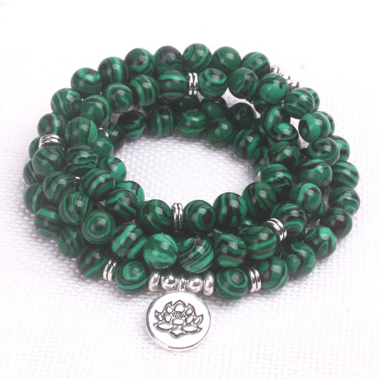 Marvellous Malachite Chakra Mala Beads with Charm