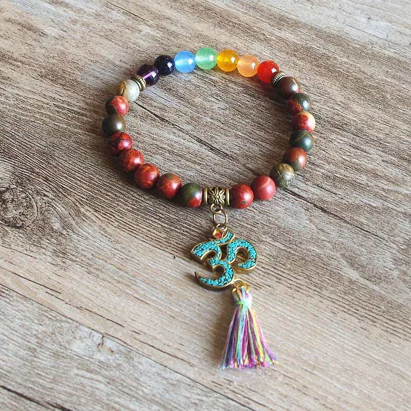 7 Chakra OM Tibetan Healing Charm Bracelet with Tassel