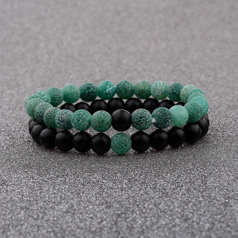 Semi Precious Stone Yin Yang Natural Stone Vintage Bracelet with Charm