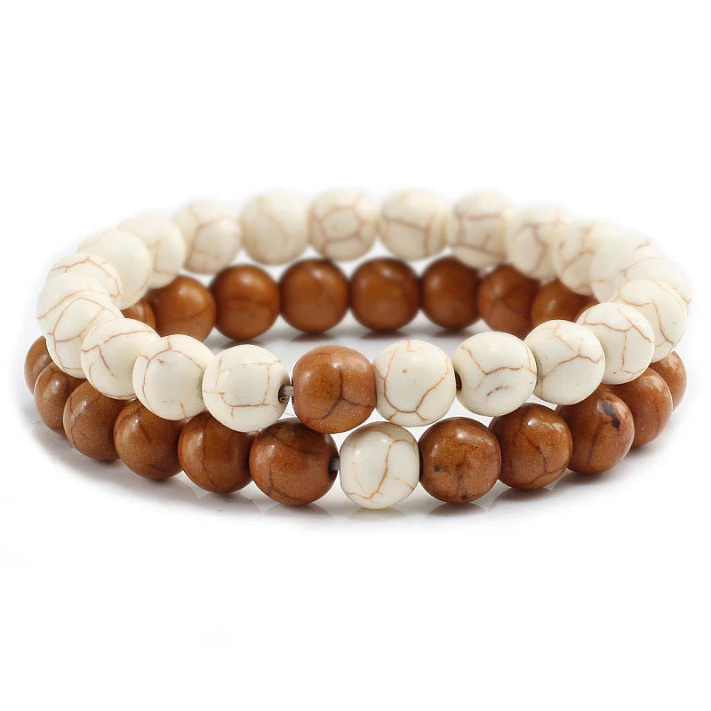 Natural Stone Beaded Bracelets with Charm