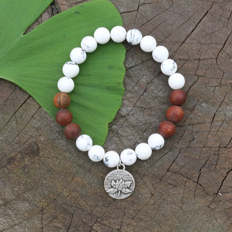 Howlite, Antique Onyx, Mala Bead Necklace