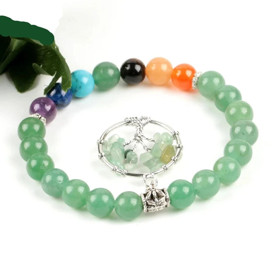 Beautiful Green Adventurine Handmade Bracelets with Tree of Life Charm