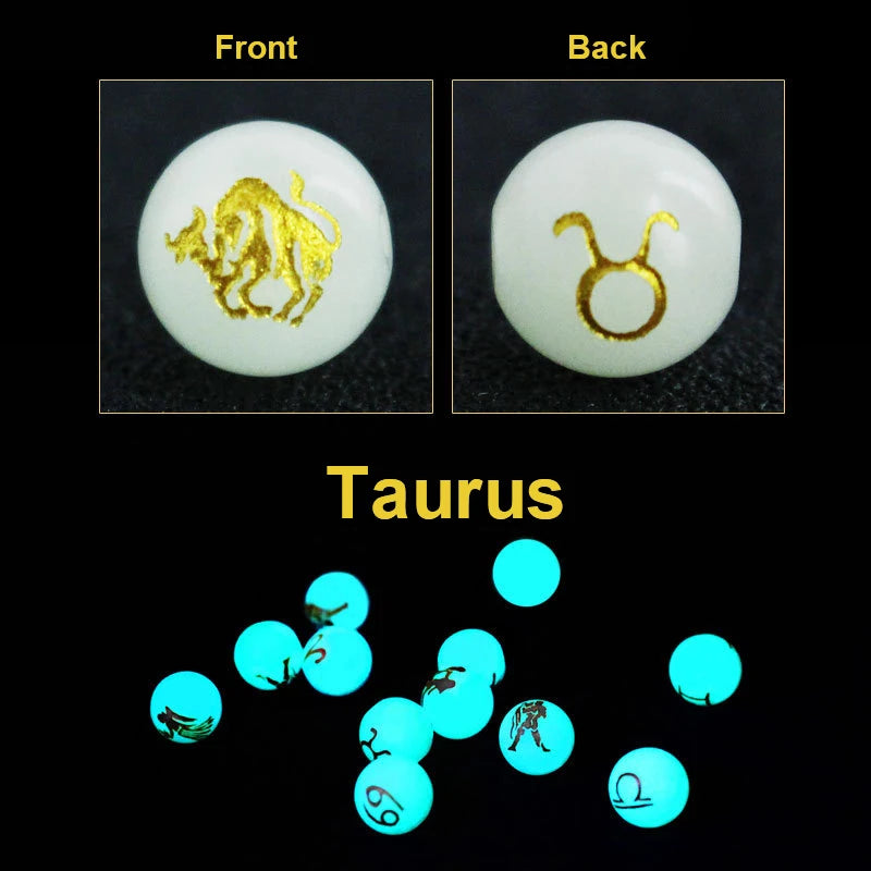 Taurus 12 Constellation Star Sign Glow in the Dark Mala Beads - Celestial-inspired Meditation Accessories for Enhanced Practice